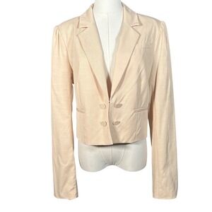 Paige Argentina Double Breasted Blazer Cropped Cream Jacket Size 6